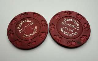 Vintage Poker Chips from Centralia Washington Olympic Club  