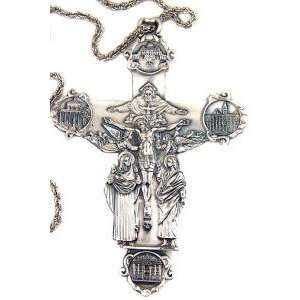  Large Silver Bishop Basilica Pectoral Cross Jesus Rare 