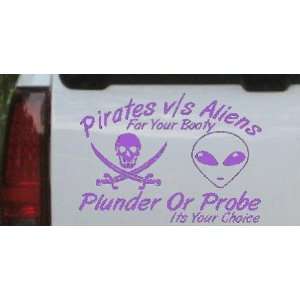Purple 14in X 10.0in    Pirates Verses Aliens Funny Car Window Wall 