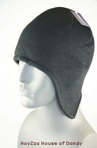   Earflap Fleece Lined Helmet Beanie Skull AdultSize Plain Color Black