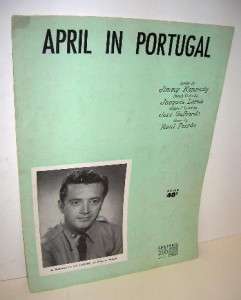 April in Portugal Sheet Music Vic Damone Cover Photo 1953  