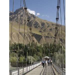 Pedestrian Bridge over Gunt River, Khorog, Tajikistan, Central Asia 