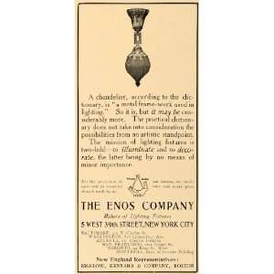  1907 Ad Enos Lighting Fixtures Illuminate Decorate Lamp 