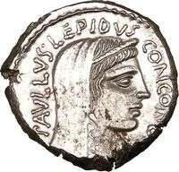 Roman Republic Lepidus Paullus 62BC Silver Ancient Coin Perseus w sons 