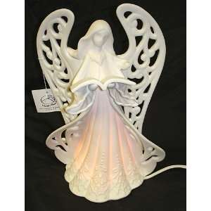  Light Up Bisque Porcelain Scroll Angel Christmas 
