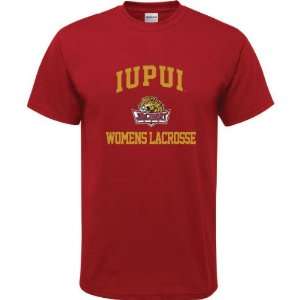 IUPUI Jaguars Cardinal Red Youth Womens Lacrosse Arch T Shirt