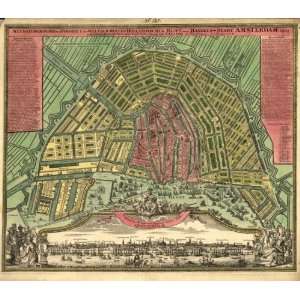    1727 map Fortification, Netherlands, Amsterdam