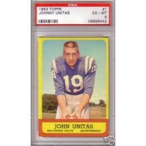  1963 Topps JOHNNY UNITAS # 1 (PSA 6) HOF   NFL Football 