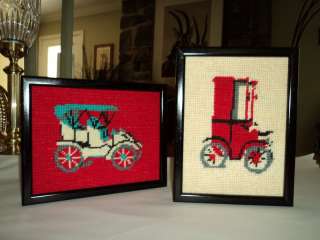 WALL HANGING ANTIQUE CLASSIC CARS NEEDLEPOINT FRAMES @@  