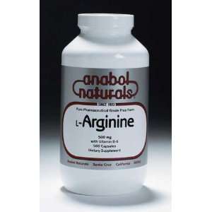  Anabol Naturals L Arginine 500 mg, 1000 Capsules Health 