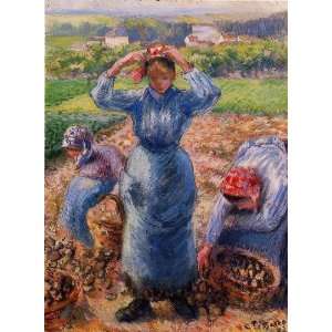  Oil Painting Peasants Harvesting Potatoes Camille 