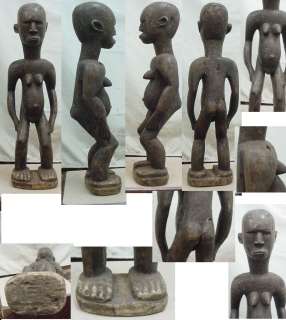 OLD AFRICAN ART MAKONDE FEMALE STATUE 25 6LBS TANZANIA  