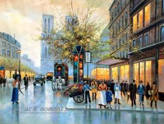 Hand Oil Painting Paris Street Scene Art on Canvas 36x48  