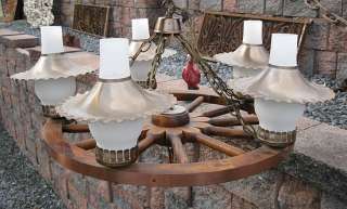 Vintage Western Rustic WAGON WHEEL 5 Arm Chandelier Light Lamp Ceiling 