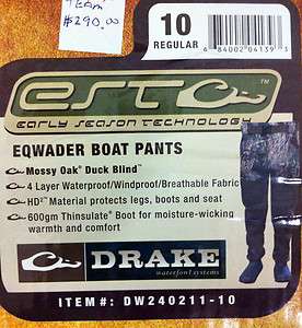 Drake EST Boat Wader Pants Size 10 Reg. New in box  