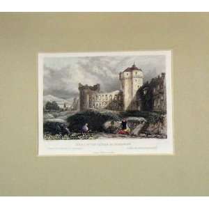   1848 Hand Coloured Print View Ruins Castle Andernach