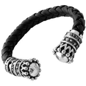  King Baby Studio Black Leather Cuff with .925 Sterling 