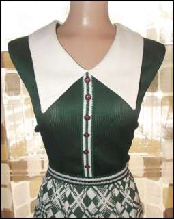 Vintage 60s 70s GREEN Op Art Maxi Dress MOD Hostess Gown 42B X 31W X 