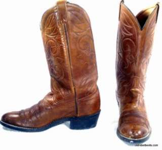 Vtg Acme Chocolate Leather Cowboy Boots Vulcan Neoprene Oil Resist 