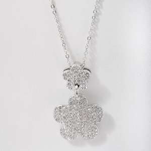  High Gloss Silver Plated Double Floral Charm and Chain Set 