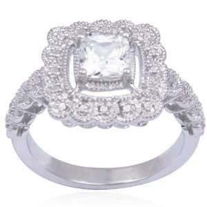   and Cushion Cut Cubic Zirconia Vintage Inspired Lace Ring Jewelry