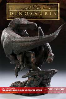 Faux Bronze T REX v TRICERATOPS Diorama Statue Tyrannosaurus Sideshow 