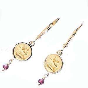  14k Gold Mini Angel Garnet Earrings (3.5 gr.tw.) Evyatar 