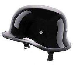 DOT Gloss Black German Shorty Motorcycle Half Helmet  