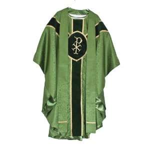     Chasuble & Stole, Green Brocade Priest Vestment 