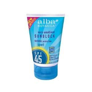    Alba Botanica   Very Emollient Sport Sunblock 45 SPF   4 oz Beauty