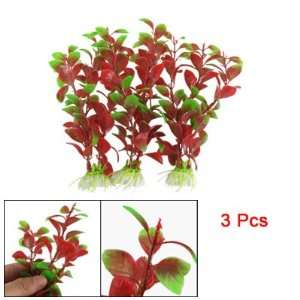   Red Green Leaf Artifical Plastic Plants w Ceramic Base