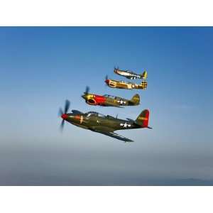  A P 36 Kingcobra, Two Curtiss P 40N Warhawks, and a P 51D 