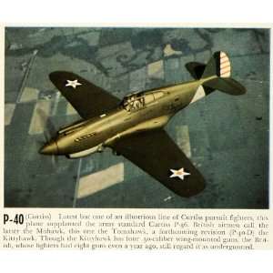  1941 Print P 40 Curtiss Pursuit Fighters P 36 Mohawk 
