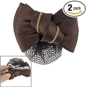  Coffee Color Double Bowknots Detailing Metal Hair Clip For 