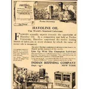  1916 Ad Indian Refining Havoline Motor Oil Lubricant Car 