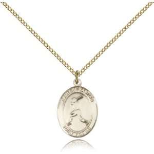  Jewelry Gift Gold Filled St. Sebastian/Baseball Pendant 3/4 X 1 