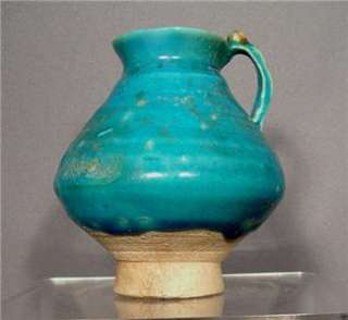 Antique Medieval Kashan Turquoise Glaze Ceramic Jug  