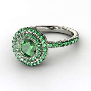  Natalie Ring, Round Emerald 14K White Gold Ring Jewelry