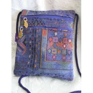  Blue/Purple Ethnic Woven Fabric Shoulder Handbag Purse 