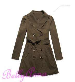 Vintage Fashion Women Elegant OL Belted Trench Coat Jacket Overcoat 