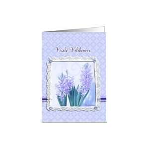 happy easter in Czech,veselé velikonoce, blue crocus flower,3 d lace 