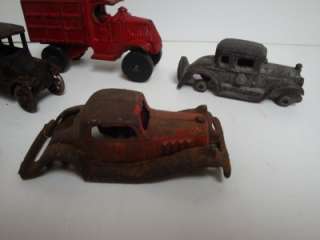 Vintage Lot of ARCADE Cast Iron Toy Cars Trucks Hubley Parts etc. Old 