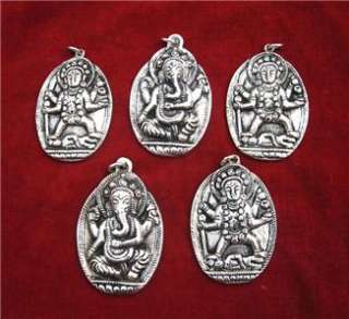 Pn338 Lot of 5 New Ethnic Lord Elephant Ganesha Kali pendant Nepal 