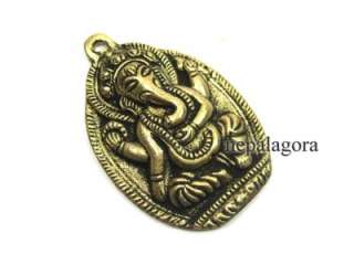 P3071 Hindu Lord Elephant head Om Ganesh Shiva brass pendant India 