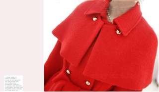 Womens Winter Woolen Coat Detachable Cape Clock Korea Double breasted 