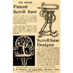 Ad A H Pomeroy Scroll Patent Saw Designs Hartford Connecticut Antique 