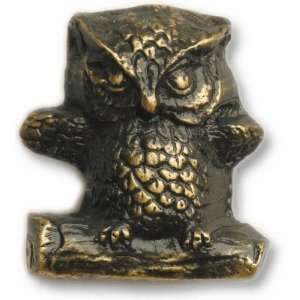   Hardware Owl Cabinet Knob, Antique Brass 