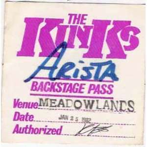    Kinks Meadowlands Original Backstage Pass 1982