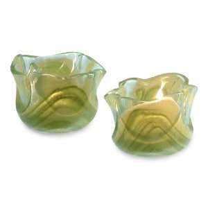  Art glass candleholders, Tulip Light (pair)
