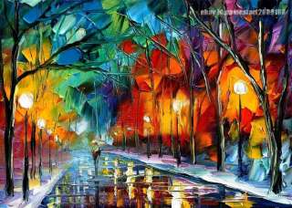 art oil painting Rainy Night city view On Canvas Wall Art Decor Oil 